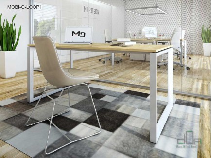 Birou operațional MOBI-Q-LOOP1 picioare metalice blat PAL 1200x600mm