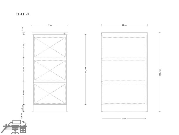Dulap metalic 3 sertare XD-001-3D