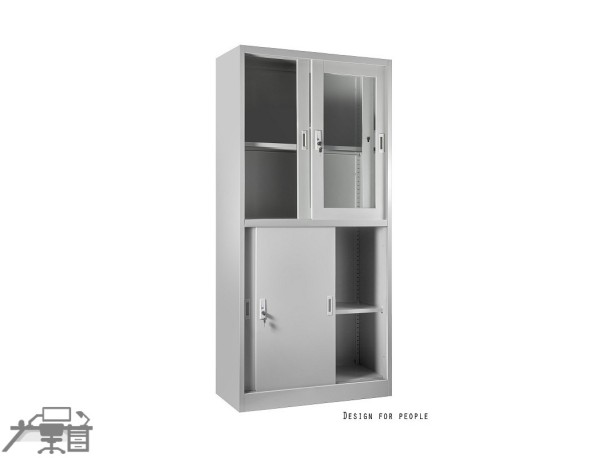 Dulap metalic 2 compartimente, fronturi din sticla, XD-015
