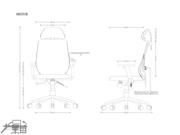 Scaun ergonomic operational CHESTER W-213C-4