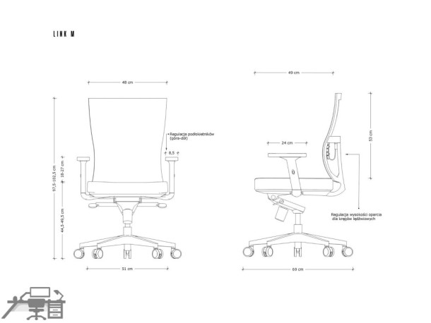 Scaun ergonomic operațional LINK GS021H