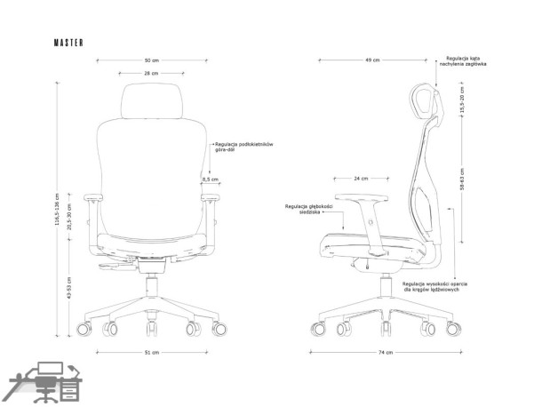 Scaun ergonomic operational MASTER MB161H-U