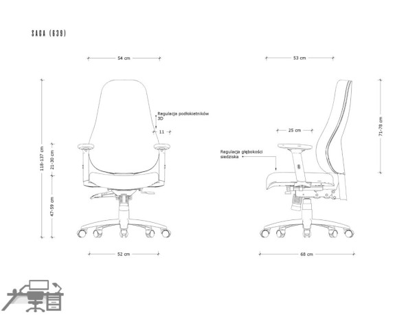 Scaun ergonomic operațional SAGA